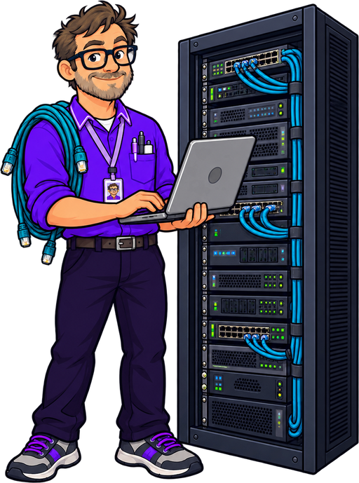 IT Guru working at a server rack